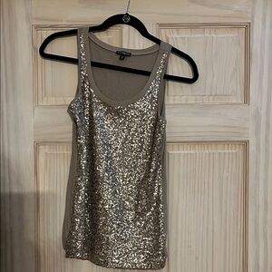 Express Glittering Sequin Tank Top - Gold